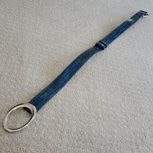 XS/S Blue Leather Croc Embossed BELT